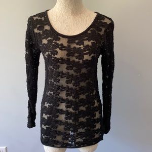 Free people sheer black long sleeve top